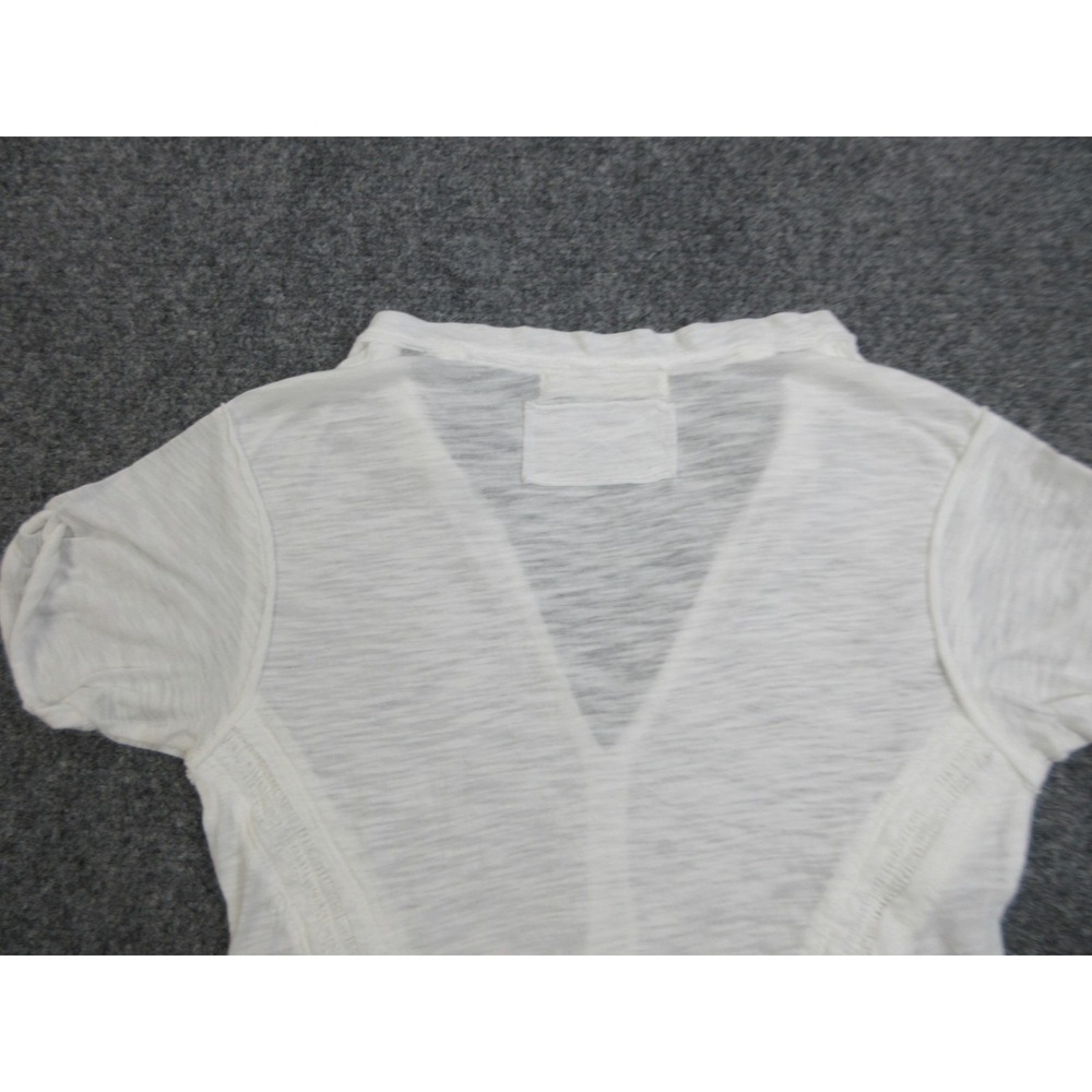 Free People Shirt Womens Small White Short Sleeve Lightweight Sheer Boho Top - Picture 12 of 12